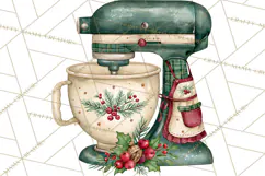 Vintage Christmas Kitchen Clipart PNG Product Image 5