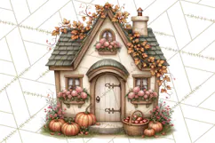Autumn Critter Town Clipart PNG, Fall Cottage Animal Town Product Image 5