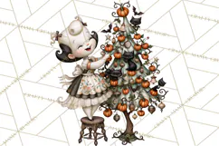 Vintage Halloween Clipart PNG, Halloween Retro Characters Product Image 2