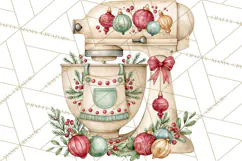 Vintage Christmas Kitchen Clipart PNG Product Image 3