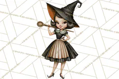 Vintage Halloween Clipart PNG, Halloween Retro Characters Product Image 3