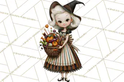Vintage Halloween Clipart PNG, Halloween Retro Characters Product Image 5