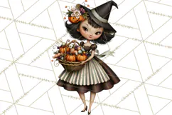 Vintage Halloween Clipart PNG, Halloween Retro Characters Product Image 2