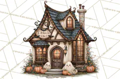 Halloween Critter Town Clipart PNG, Spooky Cottage Animals Product Image 4