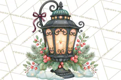 Christmas Village Clipart PNG, Winter Holiday Cottage Town Product Image 2