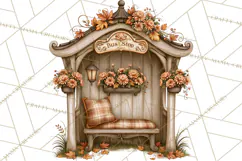 Autumn Critter Town Clipart PNG, Fall Cottage Animal Town Product Image 3