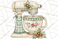 Vintage Christmas Kitchen Clipart PNG Product Image 3