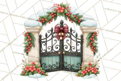 Christmas Village Clipart PNG, Winter Holiday Cottage Town Product Image 3