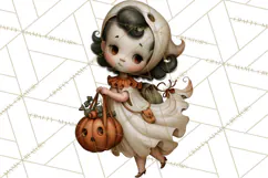 Vintage Halloween Clipart PNG, Halloween Retro Characters Product Image 4