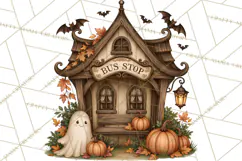 Halloween Critter Town Clipart PNG, Spooky Cottage Animals Product Image 5