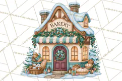 Christmas Village Clipart PNG, Winter Holiday Cottage Town Product Image 5