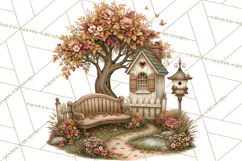 Autumn Critter Town Clipart PNG, Fall Cottage Animal Town Product Image 2