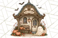 Halloween Critter Town Clipart PNG, Spooky Cottage Animals Product Image 2