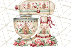Vintage Christmas Kitchen Clipart PNG Product Image 3