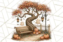 Halloween Critter Town Clipart PNG, Spooky Cottage Animals Product Image 4