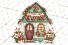 Christmas Village Clipart PNG, Winter Holiday Cottage Town Product Image 5