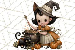 Vintage Halloween Clipart PNG, Halloween Retro Characters Product Image 5