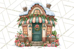 Christmas Village Clipart PNG, Winter Holiday Cottage Town Product Image 2