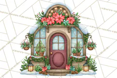 Christmas Village Clipart PNG, Winter Holiday Cottage Town Product Image 3