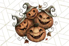 Vintage Halloween Clipart PNG, Halloween Retro Characters Product Image 3