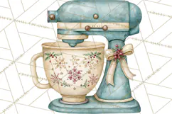 Vintage Christmas Kitchen Clipart PNG Product Image 5