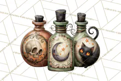 Vintage Halloween Clipart PNG, Halloween Retro Characters Product Image 5