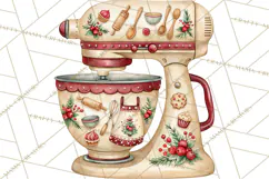 Vintage Christmas Kitchen Clipart PNG Product Image 5