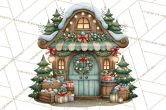 Christmas Village Clipart PNG, Winter Holiday Cottage Town Product Image 3