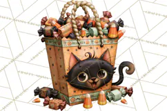 Vintage Halloween Clipart PNG, Halloween Retro Characters Product Image 3