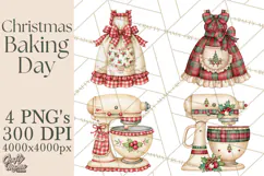 Vintage Christmas Kitchen Clipart PNG Product Image 1