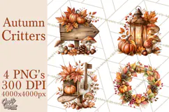 Autumn Critters PNG Cute Woodland Clipart Product Image 1