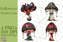 Spooky Halloween Mushrooms PNG, Fall Mushroom Fungus Product Image 1