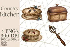 Vintage Farmhouse Kitchen Clipart PNG Product Image 1
