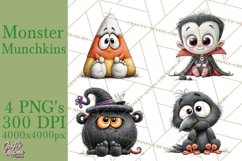 Monster Munchkins Halloween Characters PNG Product Image 1