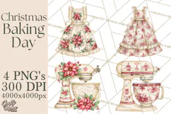 Vintage Christmas Kitchen Clipart PNG Product Image 1