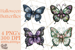 Halloween Butterflies Spooky Gothic Clipart PNG Product Image 1