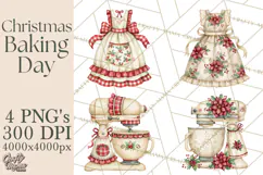 Vintage Christmas Kitchen Clipart PNG Product Image 1