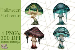 Spooky Halloween Mushrooms PNG, Fall Mushroom Fungus Product Image 1