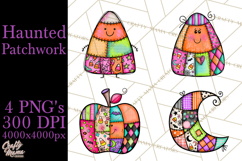 Haunted Patchwork Halloween Characters PNG Product Image 1