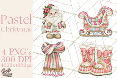 Pastel Christmas Friends Printable Clipart PNG Product Image 1