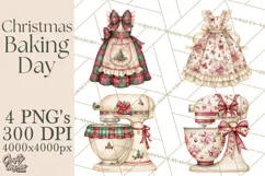 Vintage Christmas Kitchen Clipart PNG Product Image 1