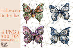 Halloween Butterflies Spooky Gothic Clipart PNG Product Image 1