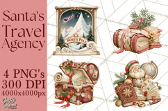Santa's Travel Agency Christmas Clipart PNG Product Image 1
