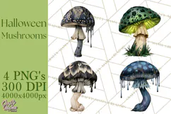 Spooky Halloween Mushrooms PNG, Fall Mushroom Fungus Product Image 1