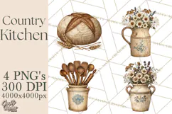 Vintage Farmhouse Kitchen Clipart PNG Product Image 1