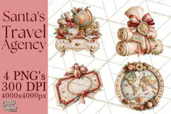 Santa's Travel Agency Christmas Clipart PNG Product Image 1