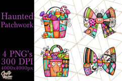 Haunted Patchwork Halloween Characters PNG Product Image 1