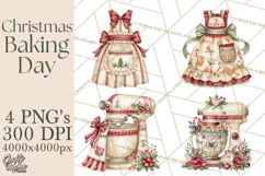 Vintage Christmas Kitchen Clipart PNG Product Image 1