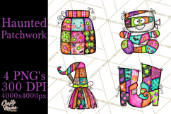 Haunted Patchwork Halloween Characters PNG Product Image 1