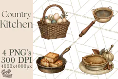 Vintage Farmhouse Kitchen Clipart PNG Product Image 1